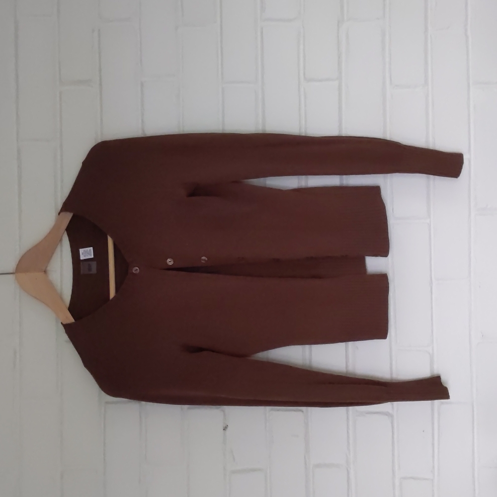 Nordstrom brand long-sleeved brown button-down cardigan